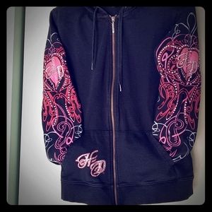 HD Black hoodie w/ bling and hearts